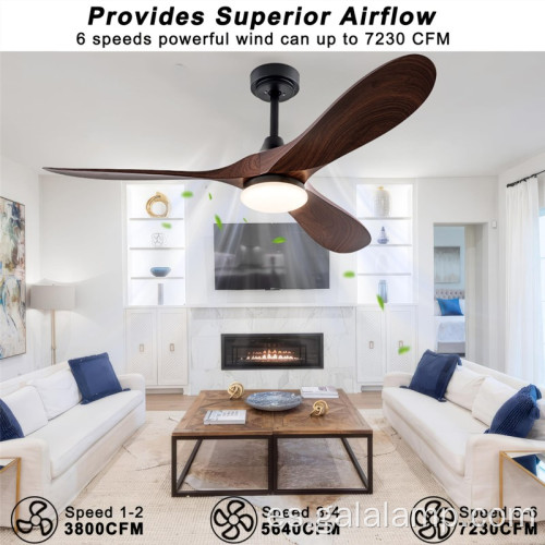 Ventilador de techo de madera iluminado